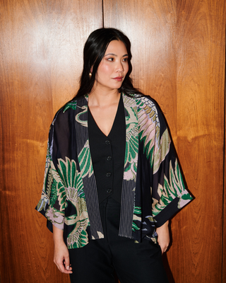 One Hundred Stars | Navy | Emerald Crane Kimono